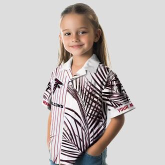 NFL Atlanta Falcons Aloha Shirt - Tropical Palm Stripes Design in Red and Black