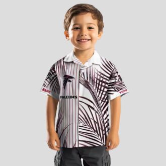 NFL Atlanta Falcons Aloha Shirt - Tropical Palm Stripes Design in Red and Black