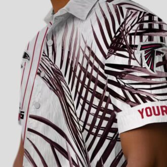 NFL Atlanta Falcons Aloha Shirt - Tropical Palm Stripes Design in Red and Black