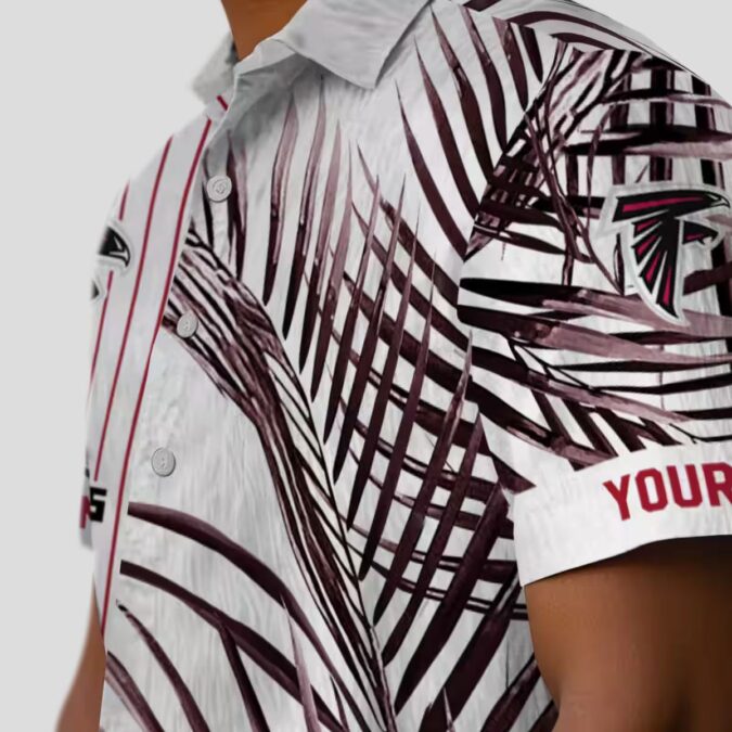 NFL Atlanta Falcons Aloha Shirt - Tropical Palm Stripes Design in Red and Black