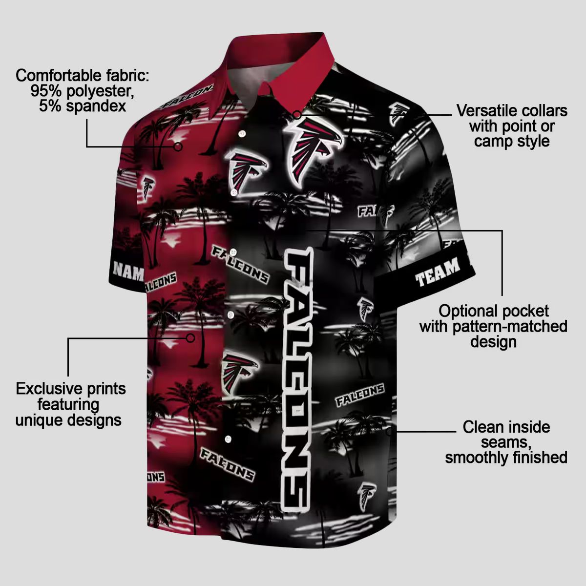 NFL Atlanta Falcons Customized Hawaiian Shirt with Palm Silhouettes
