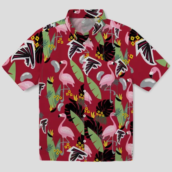 NFL Atlanta Falcons Flamingo Leaves Red Hawaiian Shirt, Tropical Beachwear for Fans