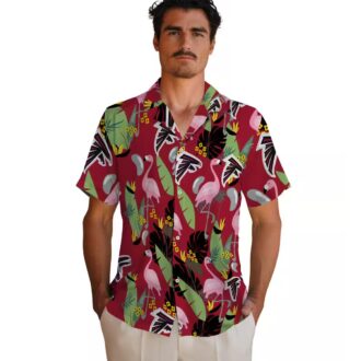 NFL Atlanta Falcons Flamingo Leaves Red Hawaiian Shirt, Tropical Beachwear for Fans