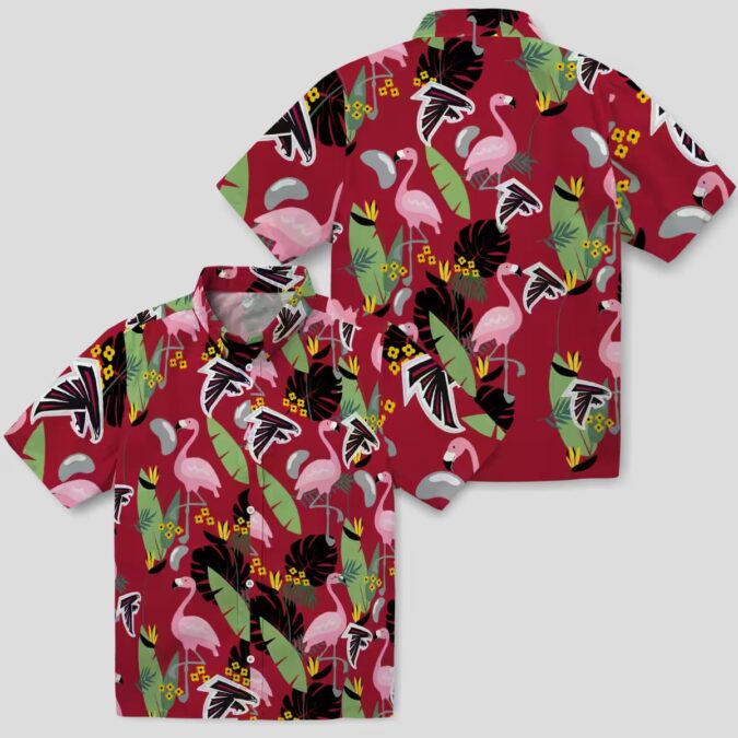 NFL Atlanta Falcons Flamingo Leaves Red Hawaiian Shirt, Tropical Beachwear for Fans