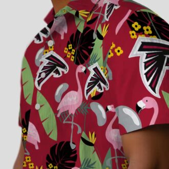 NFL Atlanta Falcons Flamingo Leaves Red Hawaiian Shirt, Tropical Beachwear for Fans