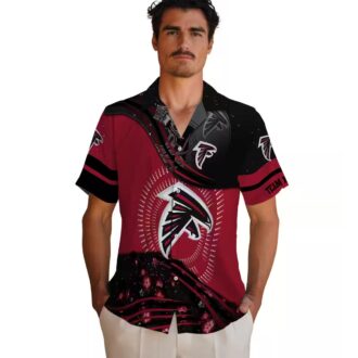 NFL Atlanta Falcons Football Wave Red Black Hawaiian Shirt for Football Fans