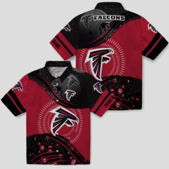 NFL Atlanta Falcons Football Wave Red Black Hawaiian Shirt for Football Fans
