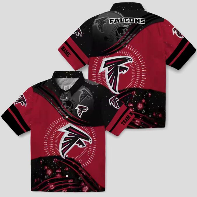 NFL Atlanta Falcons Football Wave Red Black Hawaiian Shirt for Football Fans