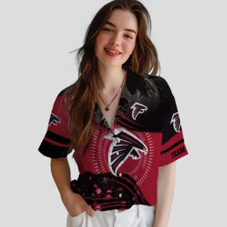 NFL Atlanta Falcons Football Wave Red Black Hawaiian Shirt for Football Fans