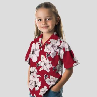 NFL Atlanta Falcons Hawaiian Shirt with Hibiscus Blooms - Red and White