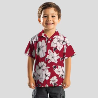 NFL Atlanta Falcons Hawaiian Shirt with Hibiscus Blooms - Red and White