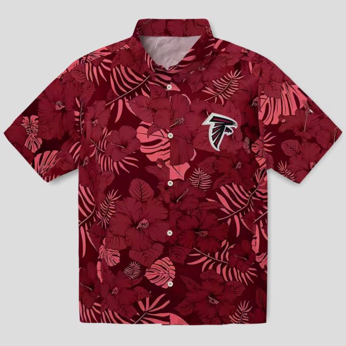 NFL Atlanta Falcons Jungle Vibes Red Hawaiian Shirt, Tropical Aloha Shirt for Fans