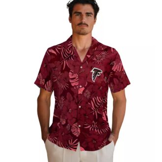 NFL Atlanta Falcons Jungle Vibes Red Hawaiian Shirt, Tropical Aloha Shirt for Fans