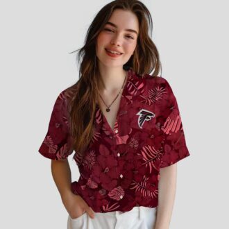 NFL Atlanta Falcons Jungle Vibes Red Hawaiian Shirt, Tropical Aloha Shirt for Fans