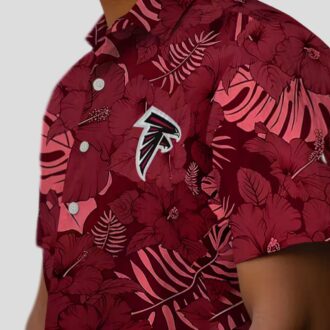 NFL Atlanta Falcons Jungle Vibes Red Hawaiian Shirt, Tropical Aloha Shirt for Fans