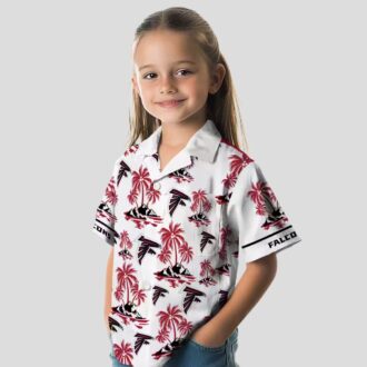 NFL Atlanta Falcons Palm Island Print Hawaiian Shirt - Red & White Summer Vacation Wear