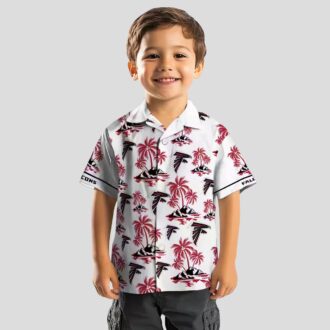 NFL Atlanta Falcons Palm Island Print Hawaiian Shirt - Red & White Summer Vacation Wear