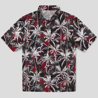 NFL Atlanta Falcons Red Black Palm Pattern Hawaiian Shirt for Football Fans