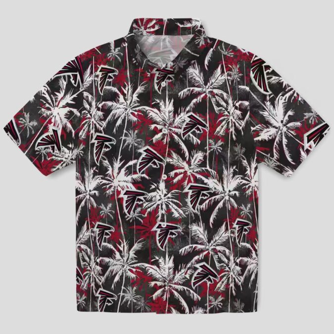 NFL Atlanta Falcons Red Black Palm Pattern Hawaiian Shirt for Football Fans
