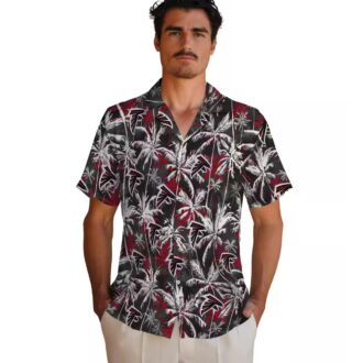 NFL Atlanta Falcons Red Black Palm Pattern Hawaiian Shirt for Football Fans