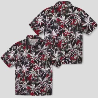 NFL Atlanta Falcons Red Black Palm Pattern Hawaiian Shirt for Football Fans