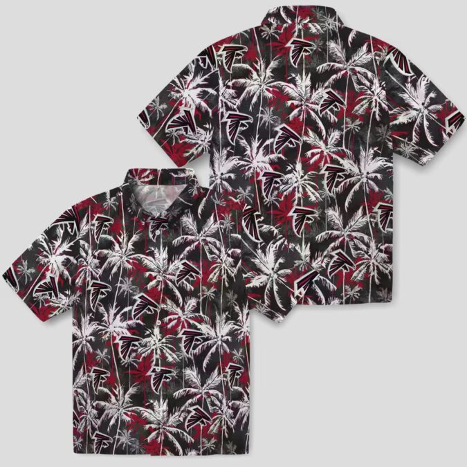 NFL Atlanta Falcons Red Black Palm Pattern Hawaiian Shirt for Football Fans
