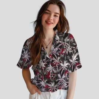 NFL Atlanta Falcons Red Black Palm Pattern Hawaiian Shirt for Football Fans