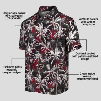 NFL Atlanta Falcons Red Black Palm Pattern Hawaiian Shirt for Football Fans