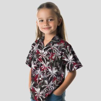 NFL Atlanta Falcons Red Black Palm Pattern Hawaiian Shirt for Football Fans