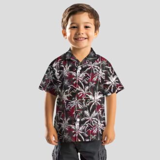 NFL Atlanta Falcons Red Black Palm Pattern Hawaiian Shirt for Football Fans