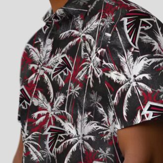 NFL Atlanta Falcons Red Black Palm Pattern Hawaiian Shirt for Football Fans