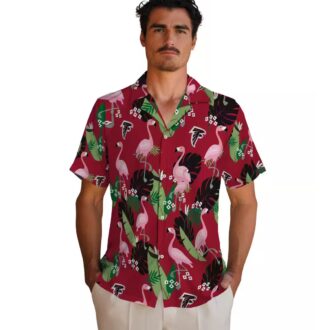NFL Atlanta Falcons Red Hawaiian Shirt with Flamingo Leaf Motif