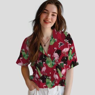 NFL Atlanta Falcons Red Hawaiian Shirt with Flamingo Leaf Motif