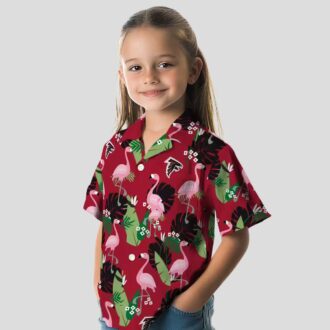 NFL Atlanta Falcons Red Hawaiian Shirt with Flamingo Leaf Motif