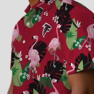 NFL Atlanta Falcons Red Hawaiian Shirt with Flamingo Leaf Motif