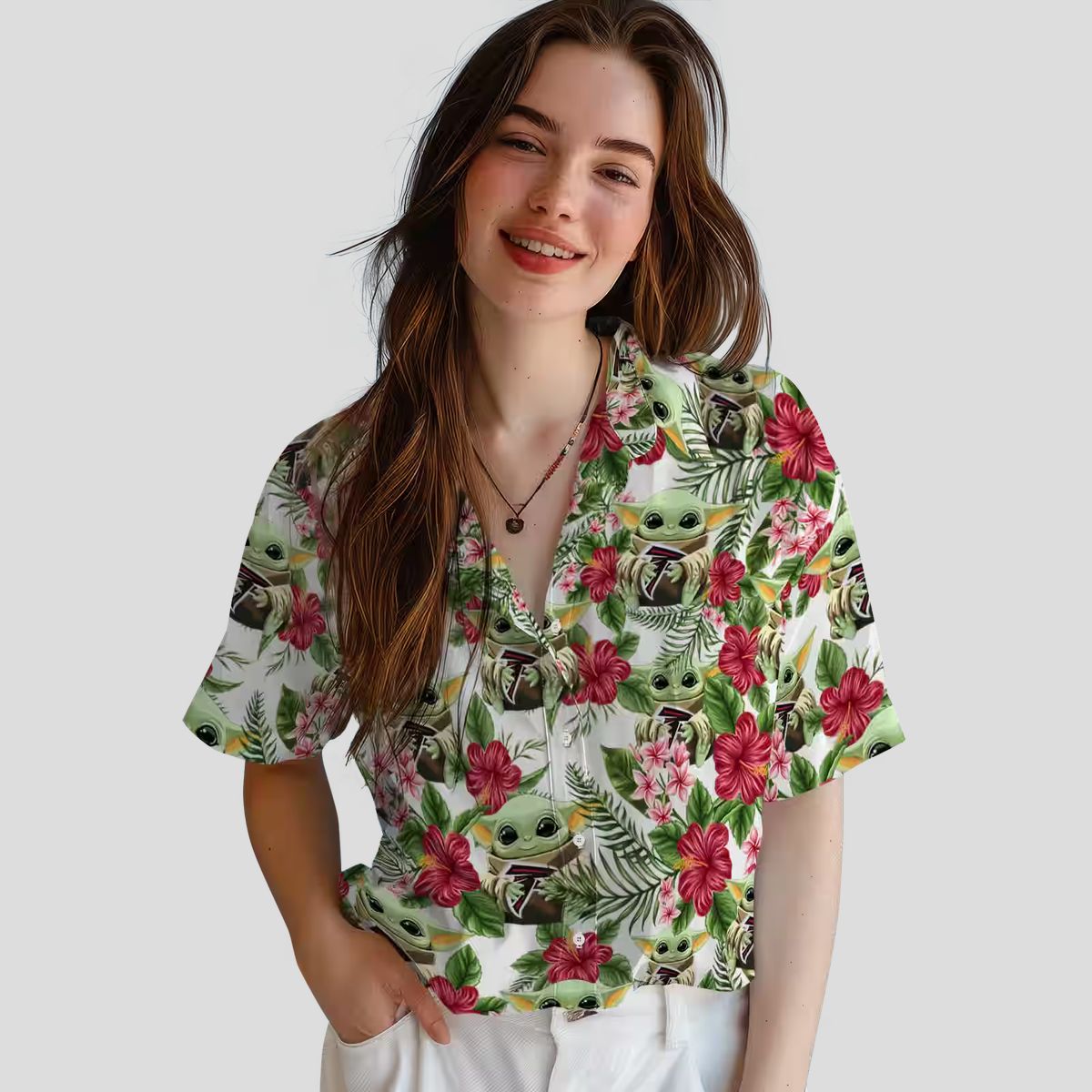 NFL Atlanta Falcons Yoda Green Aloha Shirt, Summer & Beach Vacation Shirt for Men