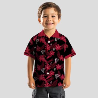 Personalized Atlanta Falcons Black Hawaiian Shirt with Botanical Print, NFL Aloha Shirt