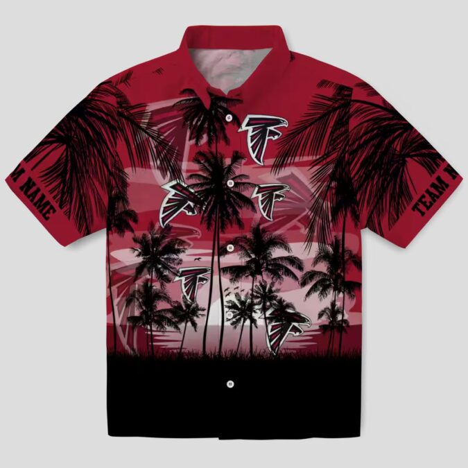 Personalized Atlanta Falcons Hawaiian Shirt – Red and Black Sunset Theme