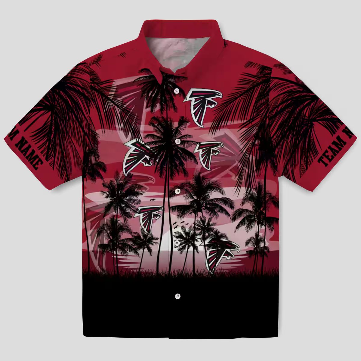 Personalized Atlanta Falcons Hawaiian Shirt – Red and Black Sunset Theme