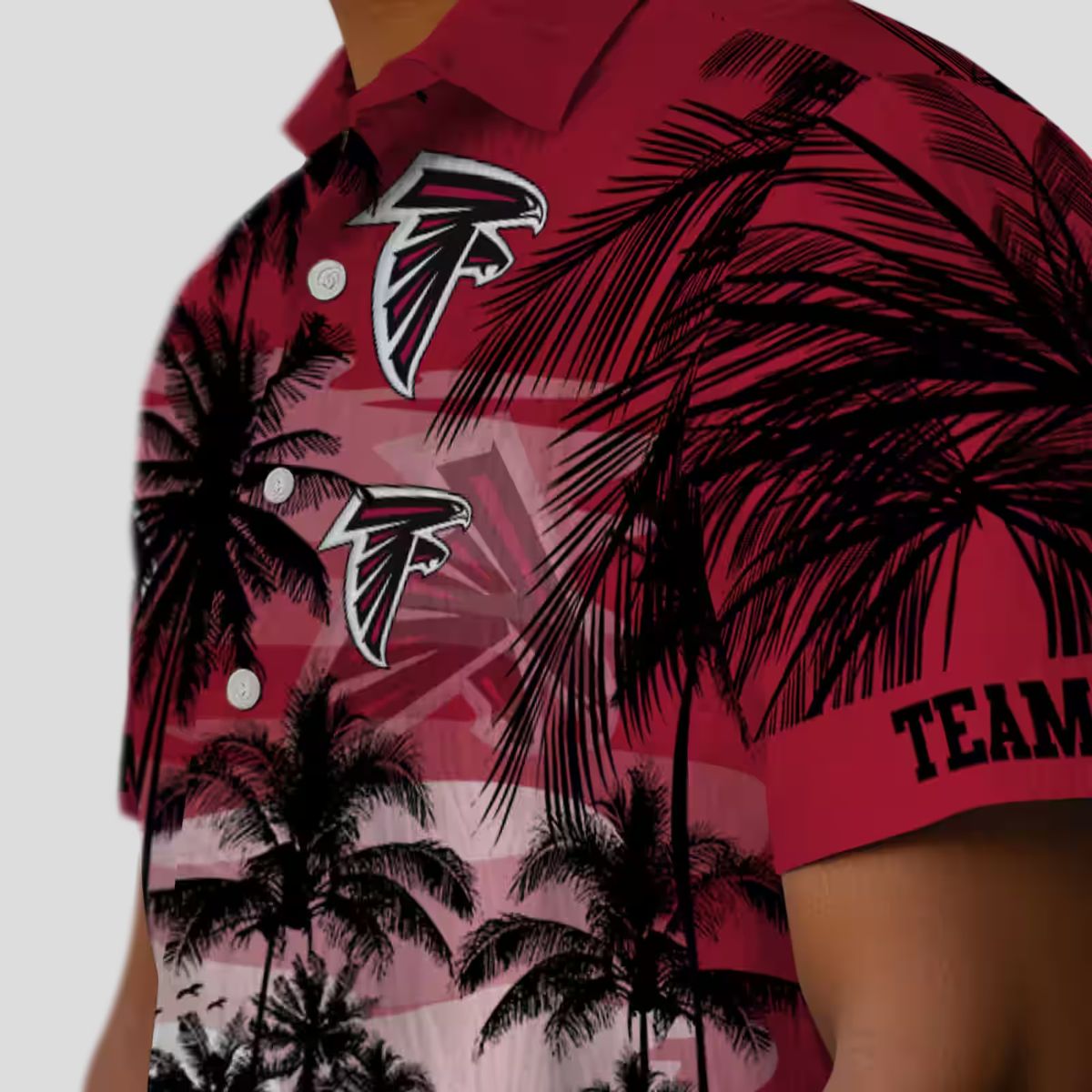 Personalized Atlanta Falcons Hawaiian Shirt – Red and Black Sunset Theme