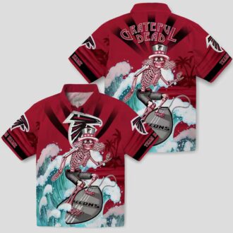 Personalized Atlanta Falcons Surfing Skeleton Hawaiian Shirt, Red and Blue NFL Apparel
