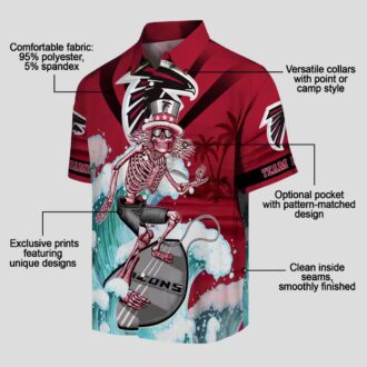 Personalized Atlanta Falcons Surfing Skeleton Hawaiian Shirt, Red and Blue NFL Apparel