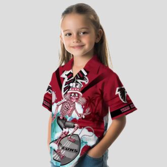 Personalized Atlanta Falcons Surfing Skeleton Hawaiian Shirt, Red and Blue NFL Apparel