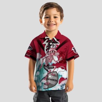 Personalized Atlanta Falcons Surfing Skeleton Hawaiian Shirt, Red and Blue NFL Apparel