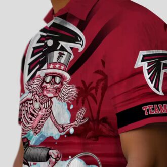 Personalized Atlanta Falcons Surfing Skeleton Hawaiian Shirt, Red and Blue NFL Apparel