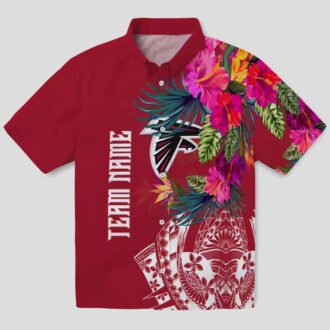 Red Atlanta Falcons Hawaiian Shirt with Floral Polynesian Print