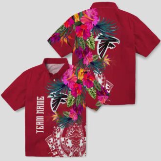 Red Atlanta Falcons Hawaiian Shirt with Floral Polynesian Print