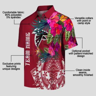 Red Atlanta Falcons Hawaiian Shirt with Floral Polynesian Print