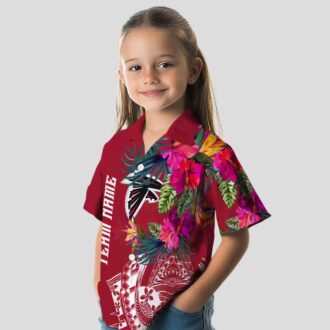 Red Atlanta Falcons Hawaiian Shirt with Floral Polynesian Print