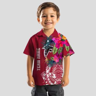 Red Atlanta Falcons Hawaiian Shirt with Floral Polynesian Print